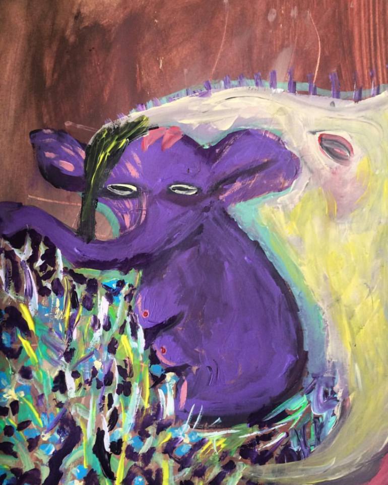 770x962 Saatchi Art Purple Elephant Painting By Marg Aristova - Purple Elephant Painting