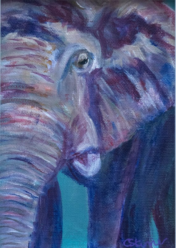570x802 Small Purple And Teal Elephant Painting Elephant Canvas Art - Purple Elephant Painting