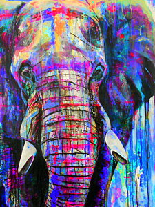 225x300 Bull Elephant Paintings Fine Art America - Purple Elephant Painting