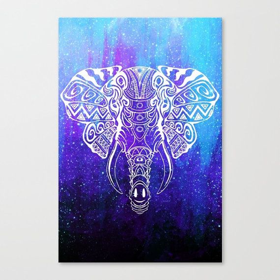570x570 Elephant Canvas Elephant Painting Space Painting Space - Purple Elephant Painting