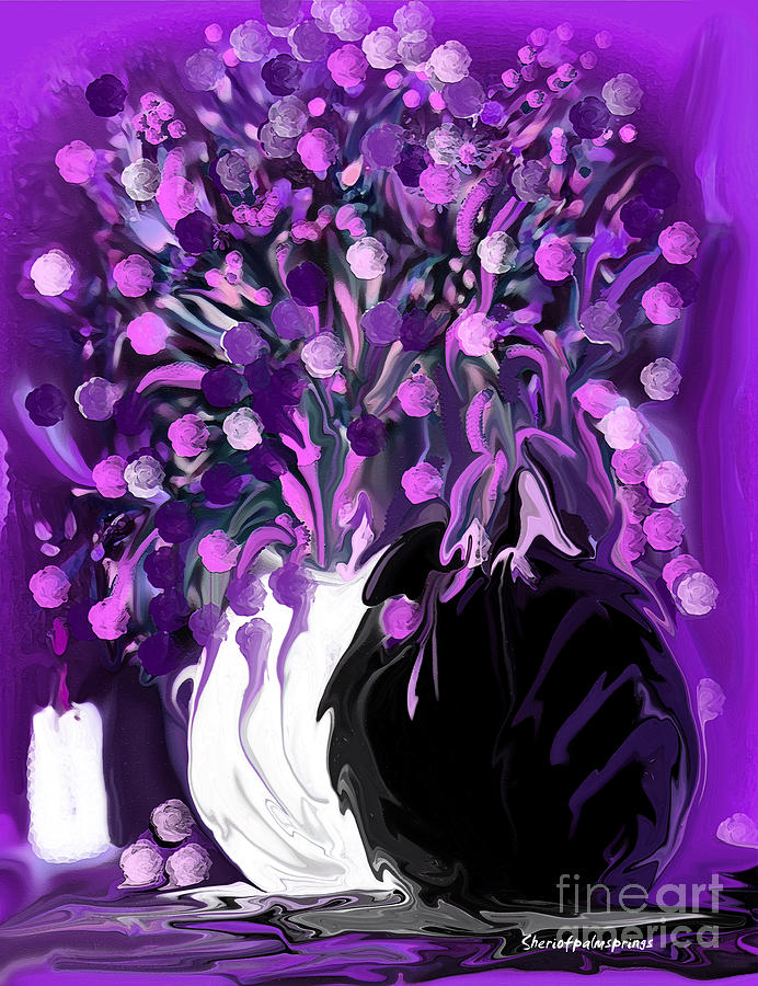 692x900 Flower Art Love Purple Flowers Love Pink Flowers Painting By - Purple Flower Painting