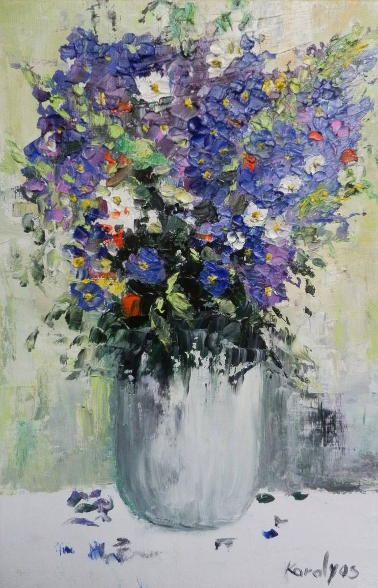 770x1196 Saatchi Art Vase Withe Purple Flowers - Purple Flower Painting