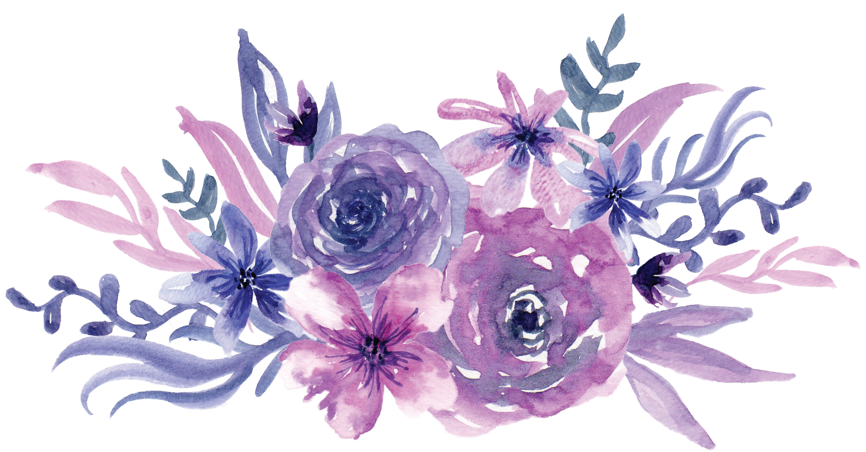 2902x1515 Watercolor Painting Flower Purple - Purple Flower Painting