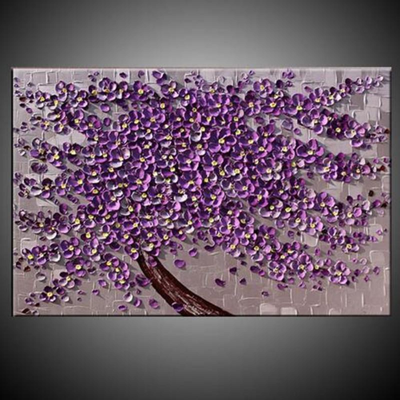 800x800 2018 Modern Home Decor Wall Art Hand Painted Oil Painting Purple - Purple Flower Painting
