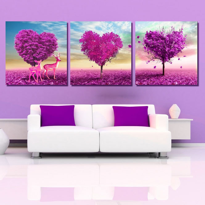 665x665 Canvas Prints Of Flowers Flower Canvas Prints 3 Piece Purple - Purple Flower Painting Canvas