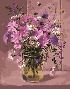 239x300 16x20 Diy Paint By Number Acrylic Paint On Canvas Purple Flowers - Purple Flower Painting Canvas