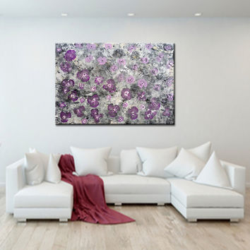 354x354 Wall Art Designs Abstract Canvas Wall Art Abstract Floral Art - Purple Flower Painting Canvas