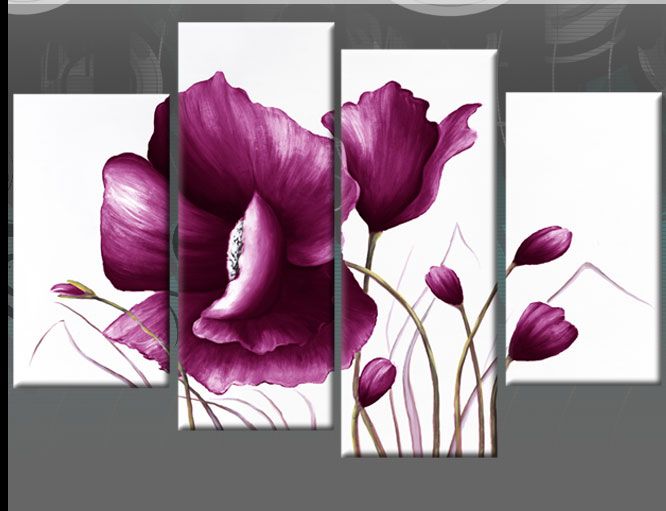 666x511 Purple Flower Painting - Purple Flower Painting Canvas