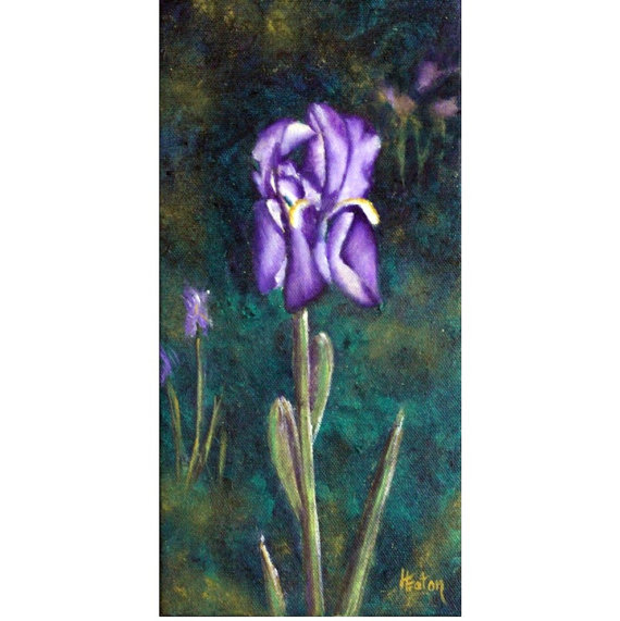 570x571 Purple Iris Painting Purple Flower Painting Original Oil - Purple Iris Painting