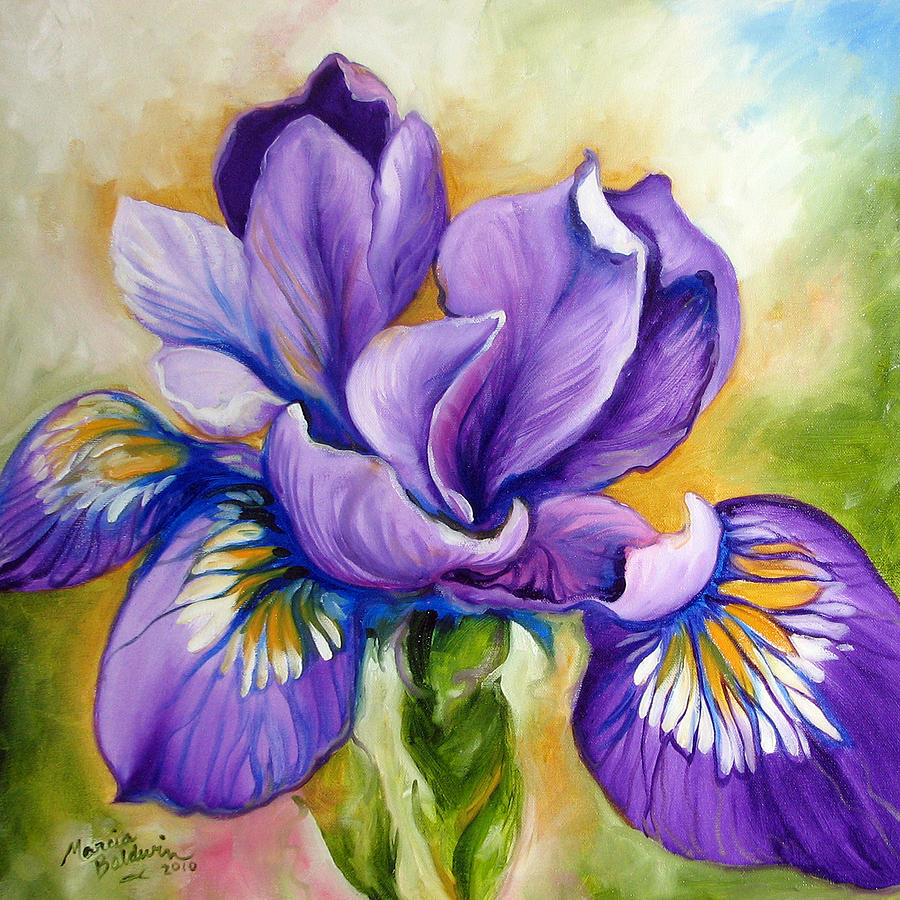 900x900 Purple Iris Wildflower Painting By Marcia Baldwin - Purple Iris Painting