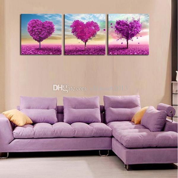 600x600 2018 Purple Love Tree Abstract Oil Painting Hd Print Landscape - Purple Landscape Painting