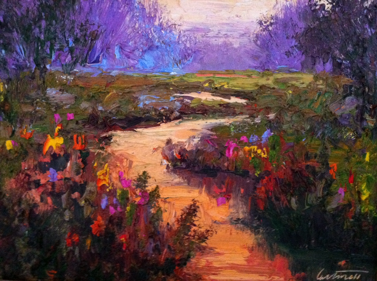 1296x968 Purple Sky Landscape Oil Painting - Purple Landscape Painting