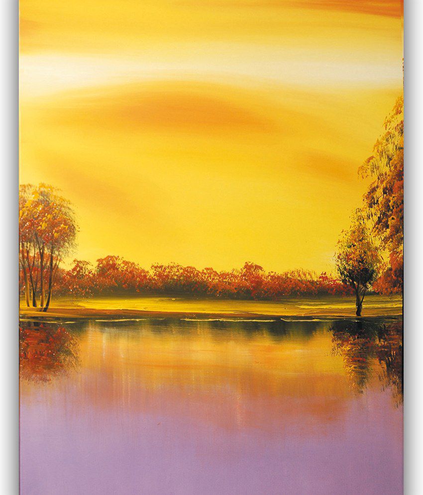 850x995 Vitalwalls Purple And Yellow Landscape Painting Buy Vitalwalls - Purple Landscape Painting