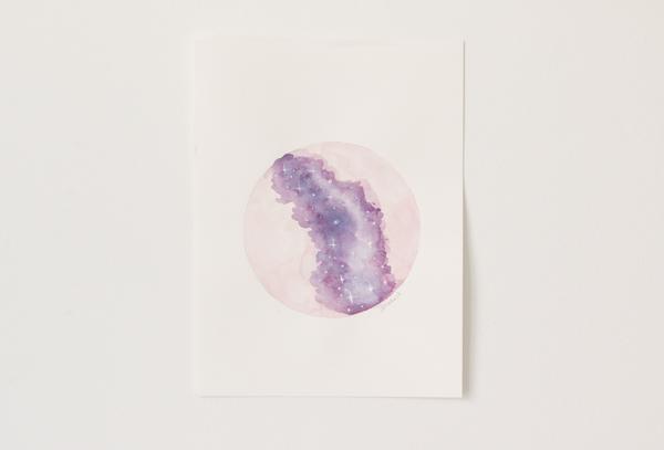 600x407 Original Light Pink Purple Moon Painting Boundlove - Purple Moon Painting