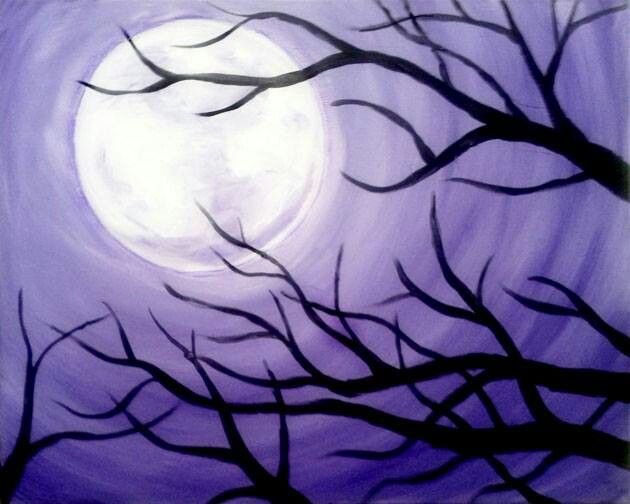 630x504 Purple Moon Tree - Purple Moon Painting