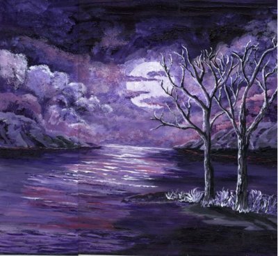 400x368 Purple Moon - Purple Moon Painting