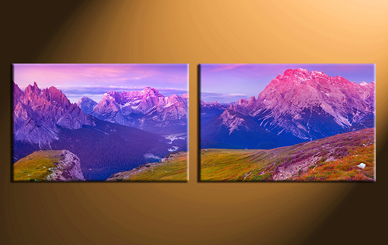 800x506 2 Piece Purple Mountain Landscape Canvas Huge Picture - Purple Mountain Painting