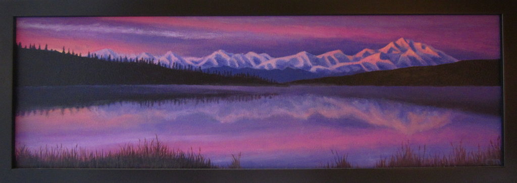 1024x363 Purple Mountain Sunset By Cmwyvern - Purple Mountain Painting