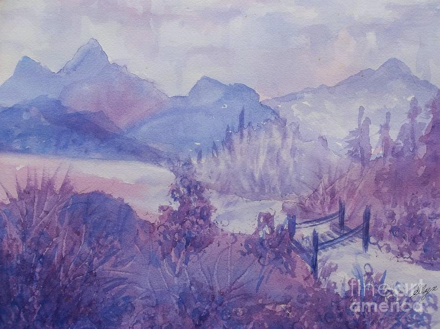 900x672 Purple Mountains Fantasy Painting By Ellen Levinson - Purple Mountain Painting