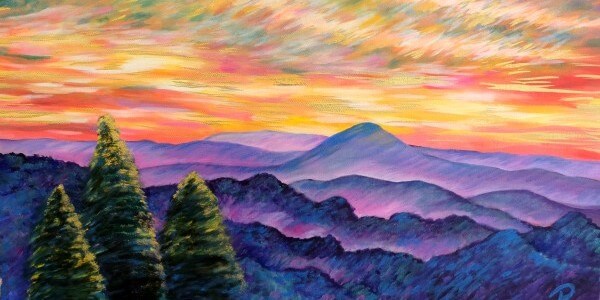600x300 Rachel Santel Original Acrylic Painting Purple Mountain Majesty - Purple Mountain Painting