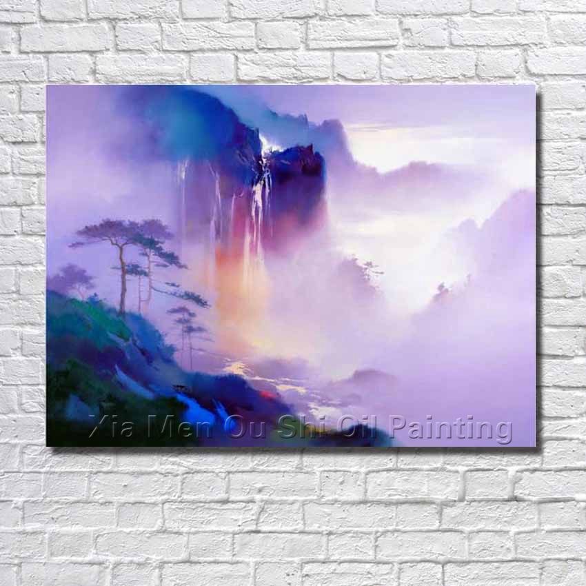 850x850 Free Shipping 100% Hand Painted Purple Fog Among The Mountain - Purple Mountain Painting