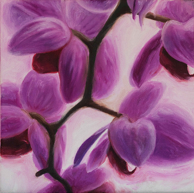 640x637 Purple Orchid Oil Painting Painted On Canvas, 20 X 20 Cm. - Purple Orchid Painting