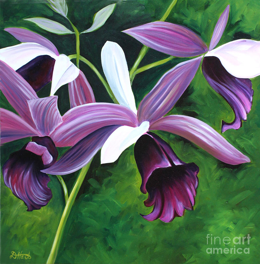 888x900 Purple Orchid Painting By Debbie Hart - Purple Orchid Painting