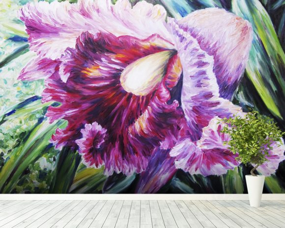 580x464 Abstract Pink And Purple Orchid - Purple Orchid Painting