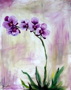 240x303 Purple Orchid Painting. Wine And Canvas Painting Tutorial Art - Purple Orchid Painting
