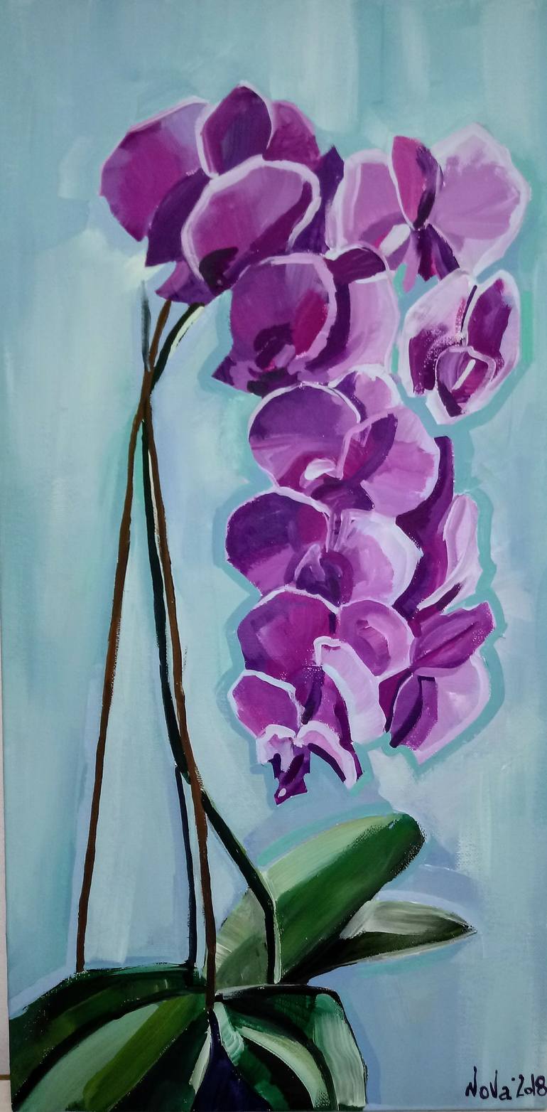770x1564 Saatchi Art Purple Orchid Painting By Jelena Nova - Purple Orchid Painting
