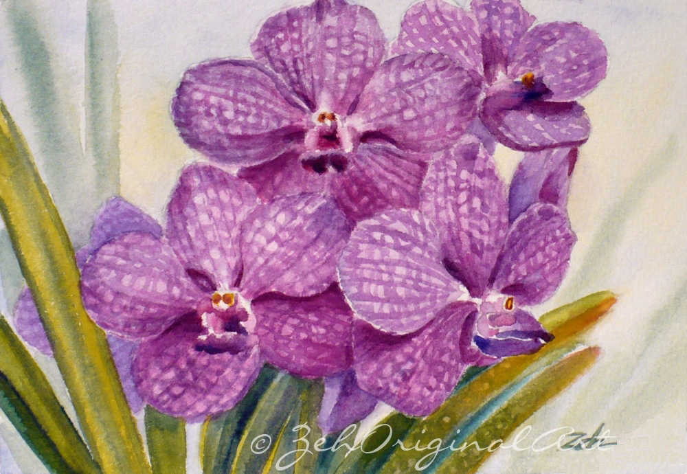 1000x690 Janet Zeh Original Art Watercolor And Oil Paintings Purple Orchid - Purple Orchid Painting