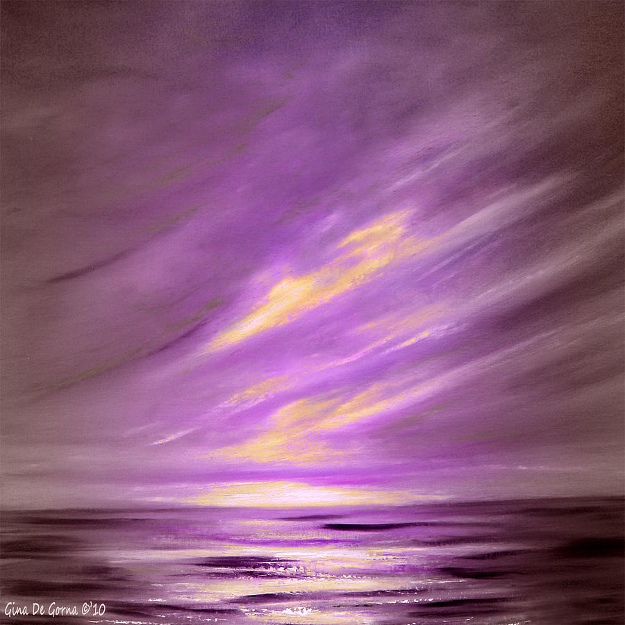 900x900 Purple Sunset Painting By Gina De Gorna - Purple Painting
