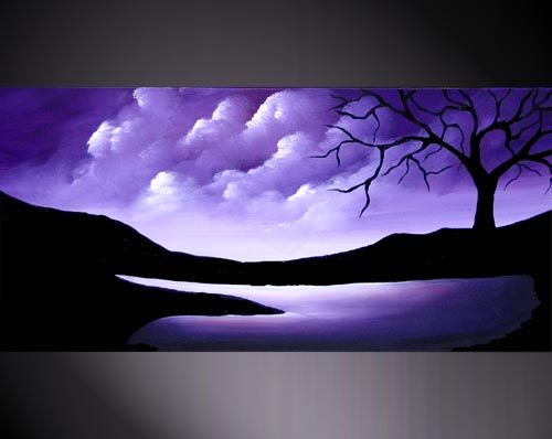 500x398 Landscape Painting Purple Rain By Osnat Tzadok Art Gallery - Purple Painting Canvas