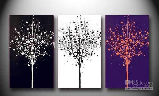 623x376 2018 Abstract Tree Black White Purple Oil Painting Canvas Scenery - Purple Painting Canvas