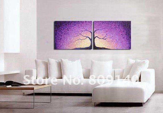 570x395 2018 Oil Painting Canvas Purple Landscape Tree Modern Beautiful - Purple Painting Canvas