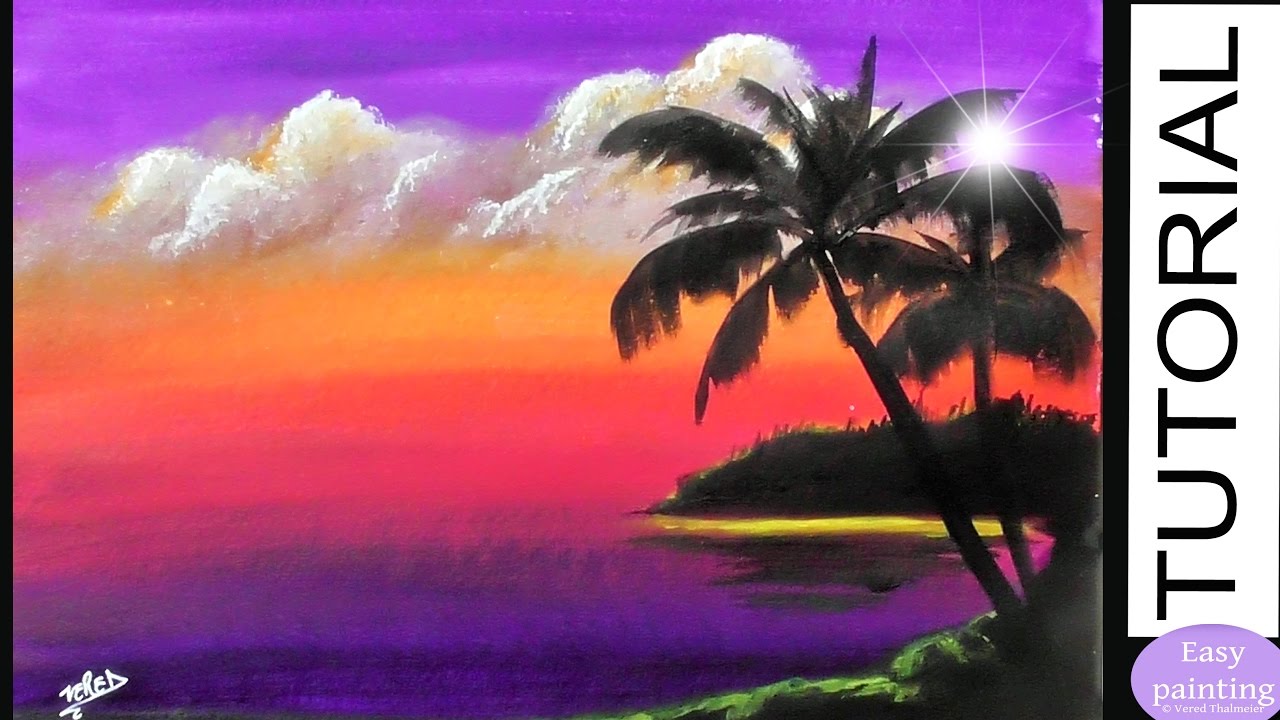 1280x720 How To Paint Clouds - Purple Painting On Trees