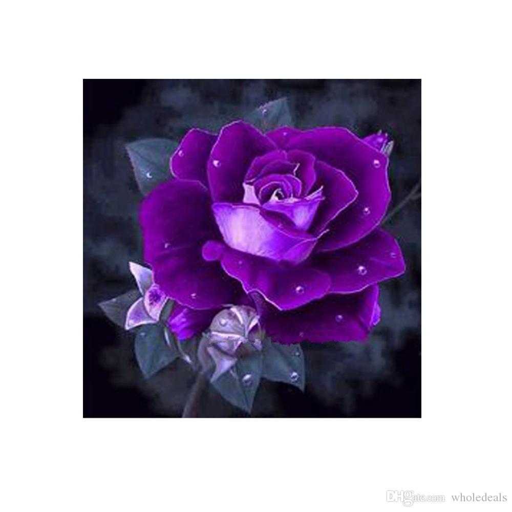 1000x1000 2018 5d Diamond Painting Flowers Purple Rose Flowers Round Mosaic - Purple Rose Painting