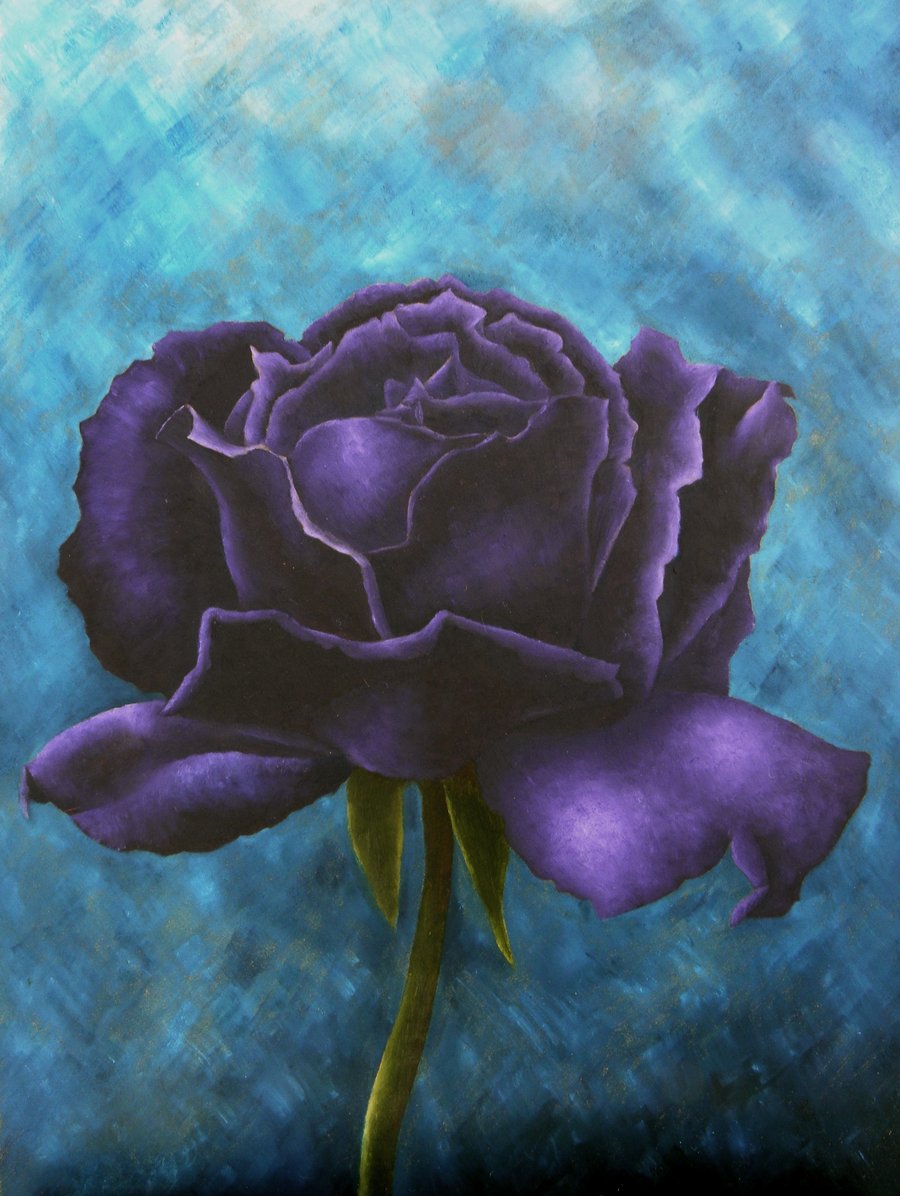 900x1196 Purple Rose 4 By Artman225 - Purple Rose Painting