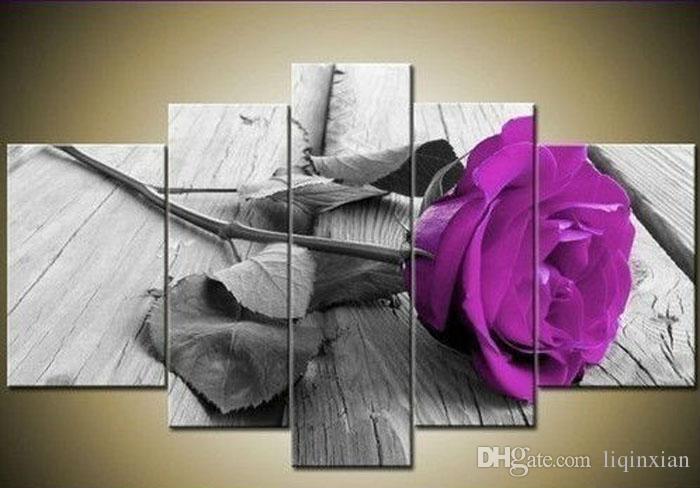 700x488 2018 Purple Rose Modern Abstract Painting On Canvas Wall Art - Purple Rose Painting