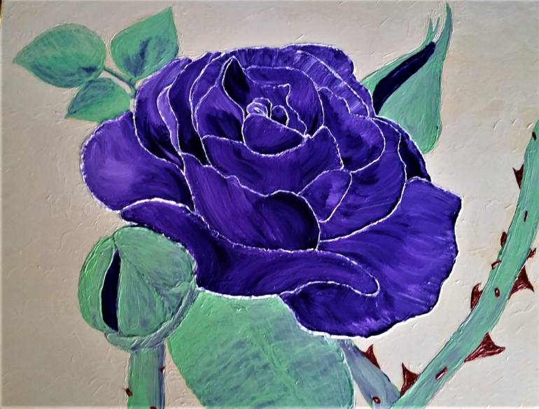 770x584 Saatchi Art Purple Rose Painting By Kelly Hamner - Purple Rose Painting