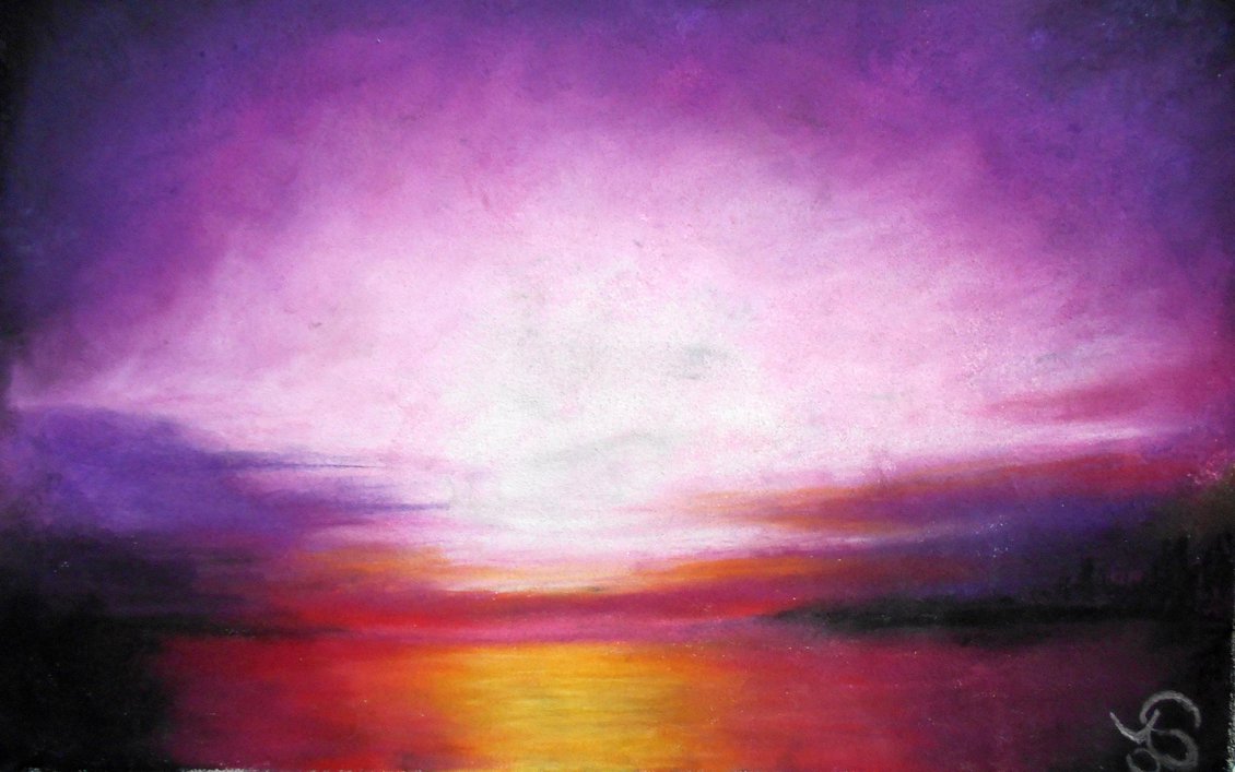 1130x707 Purple Sunset Art . Art, Painting, By Twinktrin - Purple Sunset Painting