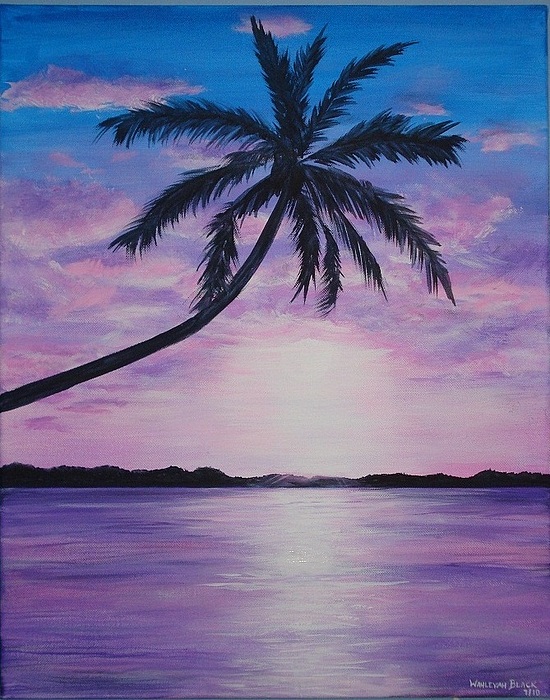 550x700 Purple Sunset Painting By Wahleyah Black - Purple Sunset Painting