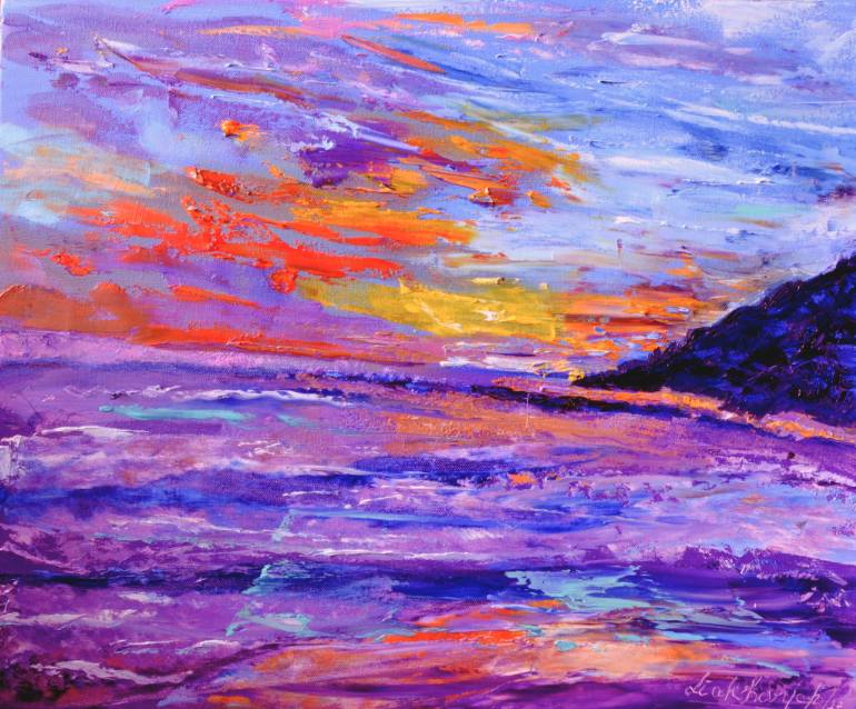 770x638 Saatchi Art Purple Sunset Painting By Olesia Liakhovych - Purple Sunset Painting