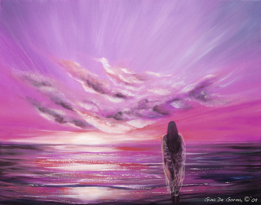 Acrylic Sunset Painting Pink Popular Century