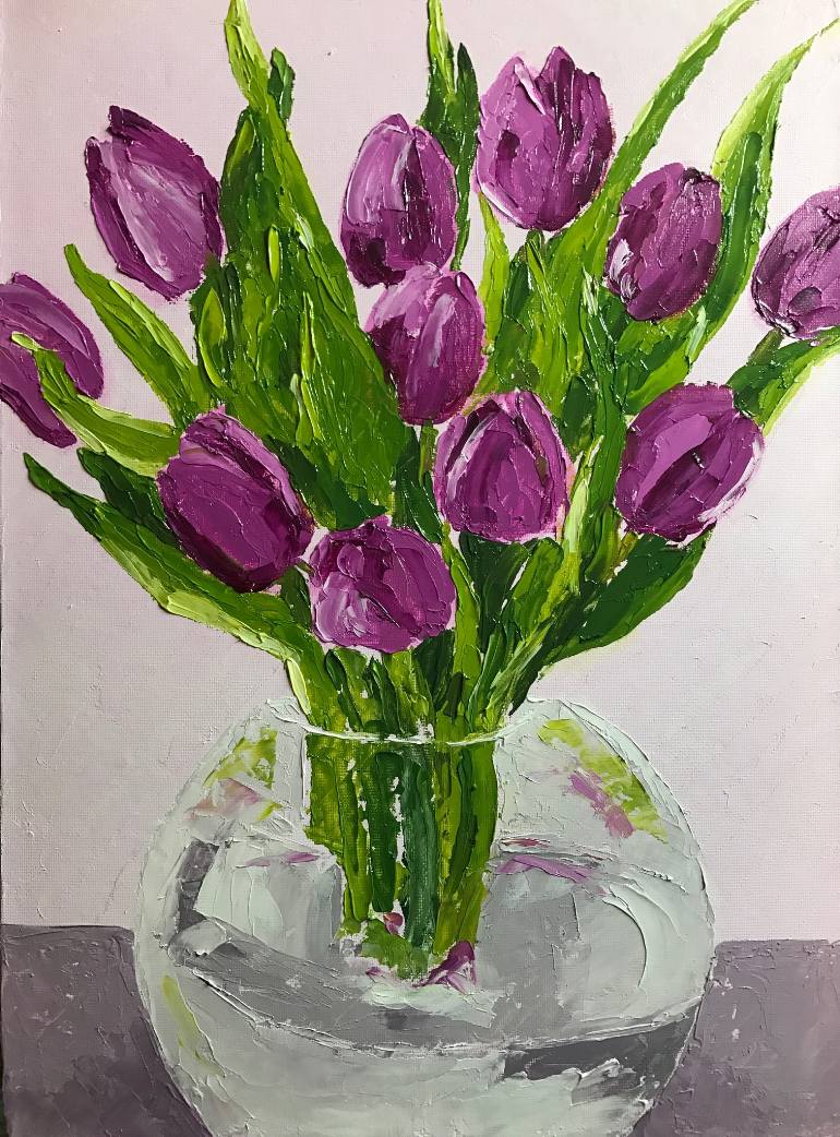 770x1042 Saatchi Art Purple Tulips Painting By Jo Charlton - Purple Tulip Painting