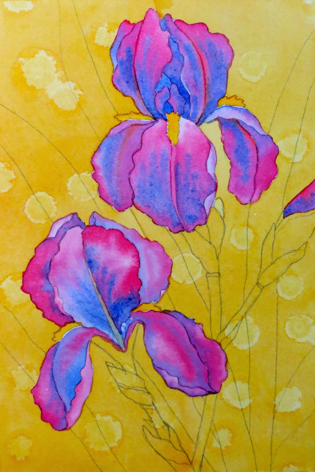 1070x1600 The Painted Prism Watercolor Workshop Painting Bearded Irises - Purple Watercolor Painting