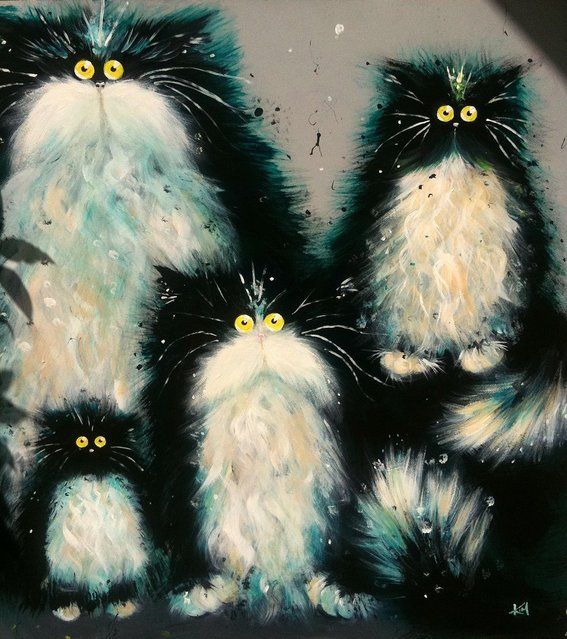 567x639 Purrfect Family By Kim Haskins Cats! Cat, Artist - Purrfect Painting