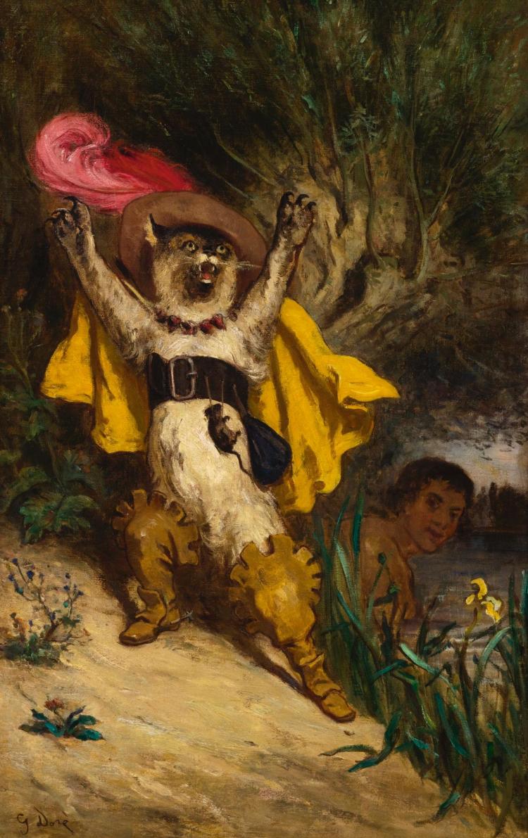 750x1191 Lot 26 Gustave - Puss In Boots Painting