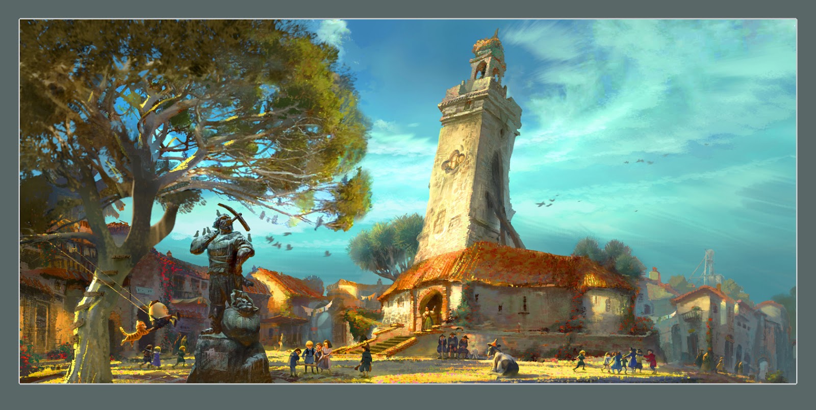 1600x804 Nathan Fowkes Art Puss In Boots Old City Painting - Puss In Boots Painting