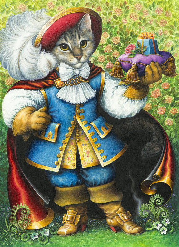 580x799 Puss In Boots Art Print By Lynn Bywaters - Puss In Boots Painting